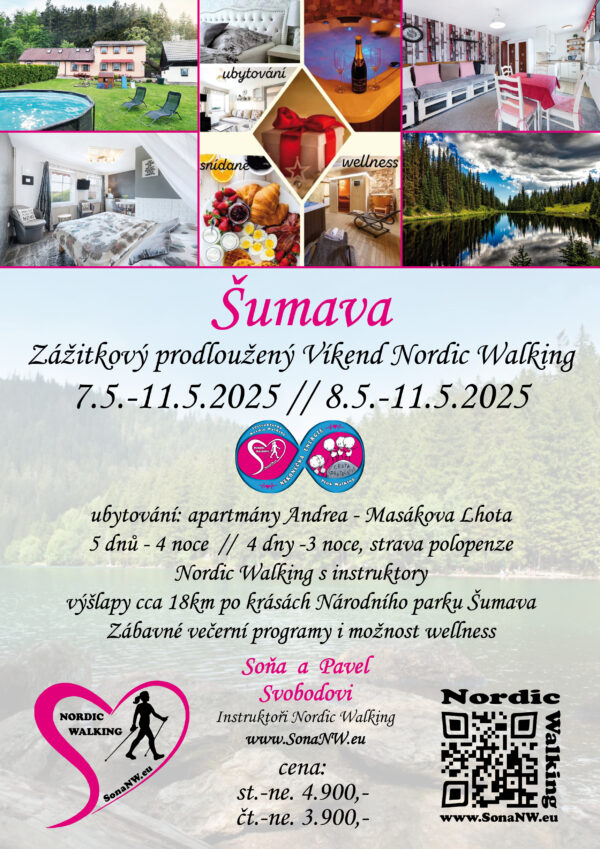 Prodloužený Víkend Nordic Walking - Šumava 7.5.-11.5. // 8.5. - 11.5.2025
